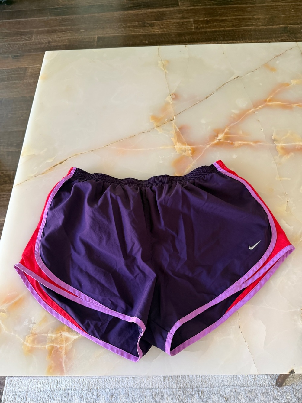 Nike Women’s Purple Athletic Shorts with Pink Trim - Picture 1 of 5